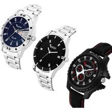 SALE- Combo Of Three Metallic And Leather Super Quality Watch