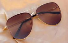 Golden Frame Light Brown Shades Pilot  Aviator Sunglasses -Unisex