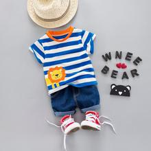 Kids Baby Boy Fashion Strip Summer Clothing Set Short Sleeve