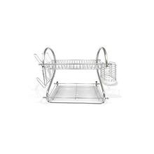 Chrome Kitchen Dish Cup Drying Rack Drainer Dryer Tray Cutlery Holder Organizer