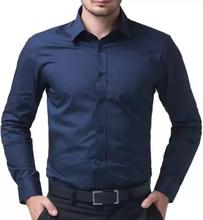 Plain Full Sleeve Casual Shirt For Men - Navy Blue