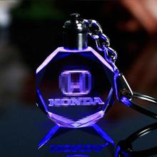 K9 Crystal Car Logo Key Chain Laser Engraved Colorful LED Light Key Ring Glass Keychain Decoration Accessories Pendant Gift