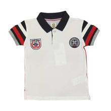 White/Red Cotton Polo T-Shirt For Boys