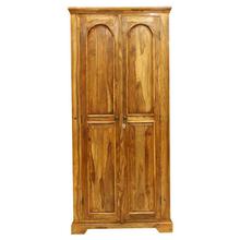 Shesham Wood Wardrobe With Drawer & Shelves - Light Brown