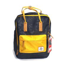Navy/Yellow Printed Backpack For Women - ZEBF90509
