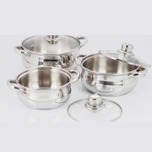 Famous Induction Base Heavy Stainless Steel With Glass Lid Handi Set-3 Pcs