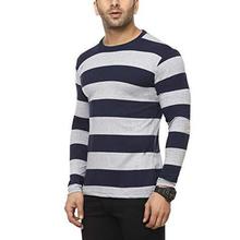 Cenizas Men's Full Sleeves Round Neck Striped Casual