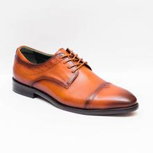 Kapadaa: Gallant Gears Brown Leather Lace Up Formal Shoes For Men – (833-2)