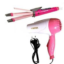 Combo of Hair Care Dryer + Hair Straightener & Curler-Multicolor