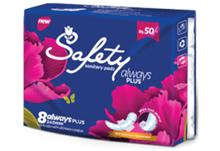 Safety Always Plus Sanitary Pad, 8count