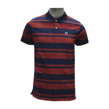 Maroon/Blue Striped Short Sleeve Polo T-Shirt For Men