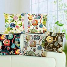 Set of 5 Jute Digital Printed Cushion Cover - Blue/Grey Floral Color