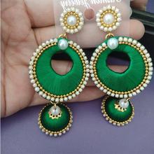 Fashionable Round Green Beaded Earrings For Women-ER08