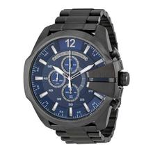 Diesel Mega Chief Chronograph Blue Dial Gunmetal Ion-plated Watch For Men- DZ4329