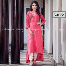 Long A-Cut Pink Kurti For Women