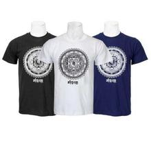 Pack Of 3 Mandala Printed 100% Cotton T-Shirt For Men-Blue/White/Green - 023