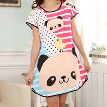 TOP nightgown women Cartoon Polka Dot Sleepwear Short Sleeve