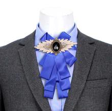 Royal Blue Fancy Bow Tie With Two Lapel Pins For Men