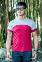 Grey/Red Dual Color Round Neck T-Shirt For Men