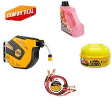 Combo Deal of Car Shampoo, Car Wax, Hose Reel and Booster Cable