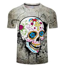 Digital Girly Skull 3D Print t shirt Men Women tshirt Summer Funny