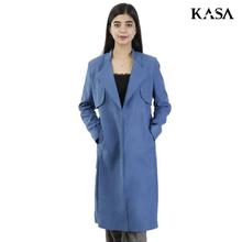 KASA Polyester Mixed Long Trench Coat For Women