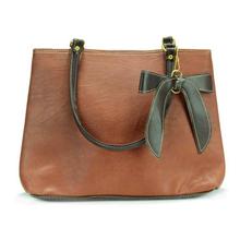 Brown Bow Top Handle Handbag