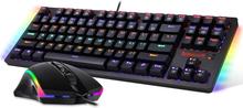 Redragon S113 Gaming Keyboard Mouse Combo Wired Mechanical LED RGB Rainbow Keyboard Backlit with Brown Switches and RGB Gaming Mouse 4200 DPI for Windows PC Gamers