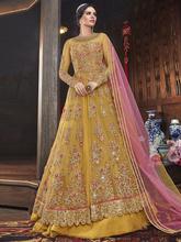 Stylee Lifestyle Yellow Net Embroidered Dress Material-2197