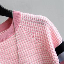 shintimes Plaid T Shirt Women Striped Tshirt Knitted