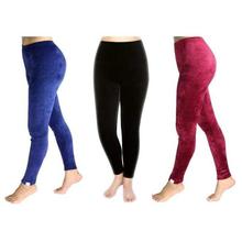 Combo Pack of 3 Velvet Leggings - Blue/Black/Maroon