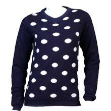 Polka Dots Fleece Sweater For Women- Blue