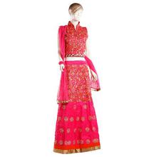 Pink Raw Silk Lehenga with Net Dupatta GW019