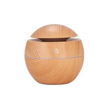 Mini Ultrasonic Air Humidifier USB Aroma Diffuser Wood Grain LED Night