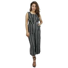 White/Black Striped Jumpsuit For Women