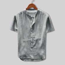 Fashion Men's Summer Button Casual Linen and Cotton Short