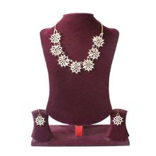 White Floral Beaded Necklace With Earrings Set For Women