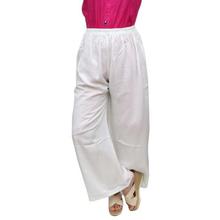 White Solid Rayon Palazzos For Women