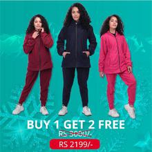 Buy 1 Get 2 Free Offer Winter Fleece Tracksuit Set For Women