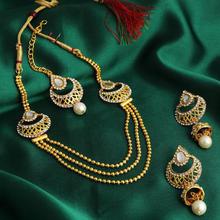 Sukkhi Graceful 3 String Gold Plated Necklace Set For Women