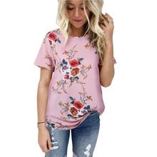 Summer Women Round Neck Casual T-shirt Chiffon Short-sleeved