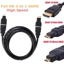 Full HD 3 In 1 HDMI TO HDMI Mini HDMI Micro HDMI Cable