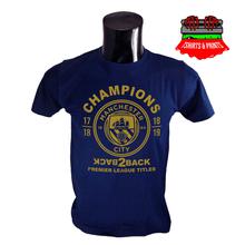 Man City Back to Back Champions Navy Blue T-Shirt for Men