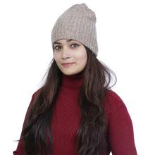 Brown Knitted Mix Cashmere Cap For Women