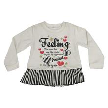 White/Black 100% Cotton Printed T-shirt For Girls - CSW4012