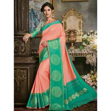 Stylee Lifestyle Peach Art Silk Jacquard Saree (1695)