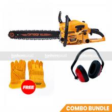 Combo Deal of Gasoline Chain Saw, Welding Gloves and Ear Muff