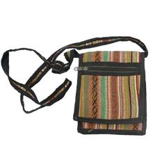 Black/Green Lined Zippered Side Bag - Unisex