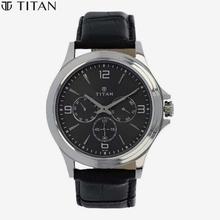 Titan   1698Sl02 Chronograph Grey Dial Watch For Men- Black