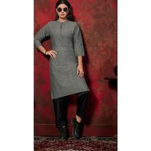 Plain Round Cut Buttoned Kurti For Women